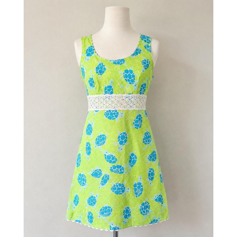 Lilly Pulitzer Sea Turtle Print Shift Dress Vintage Early 2000s Sz 6